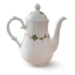 Elegant White Floral Teapot